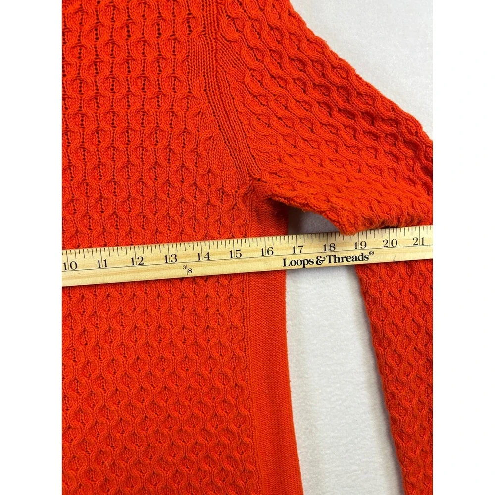 J‎ Crew Orange Textured Knit Crew Neck Sweater Size Small Cotton